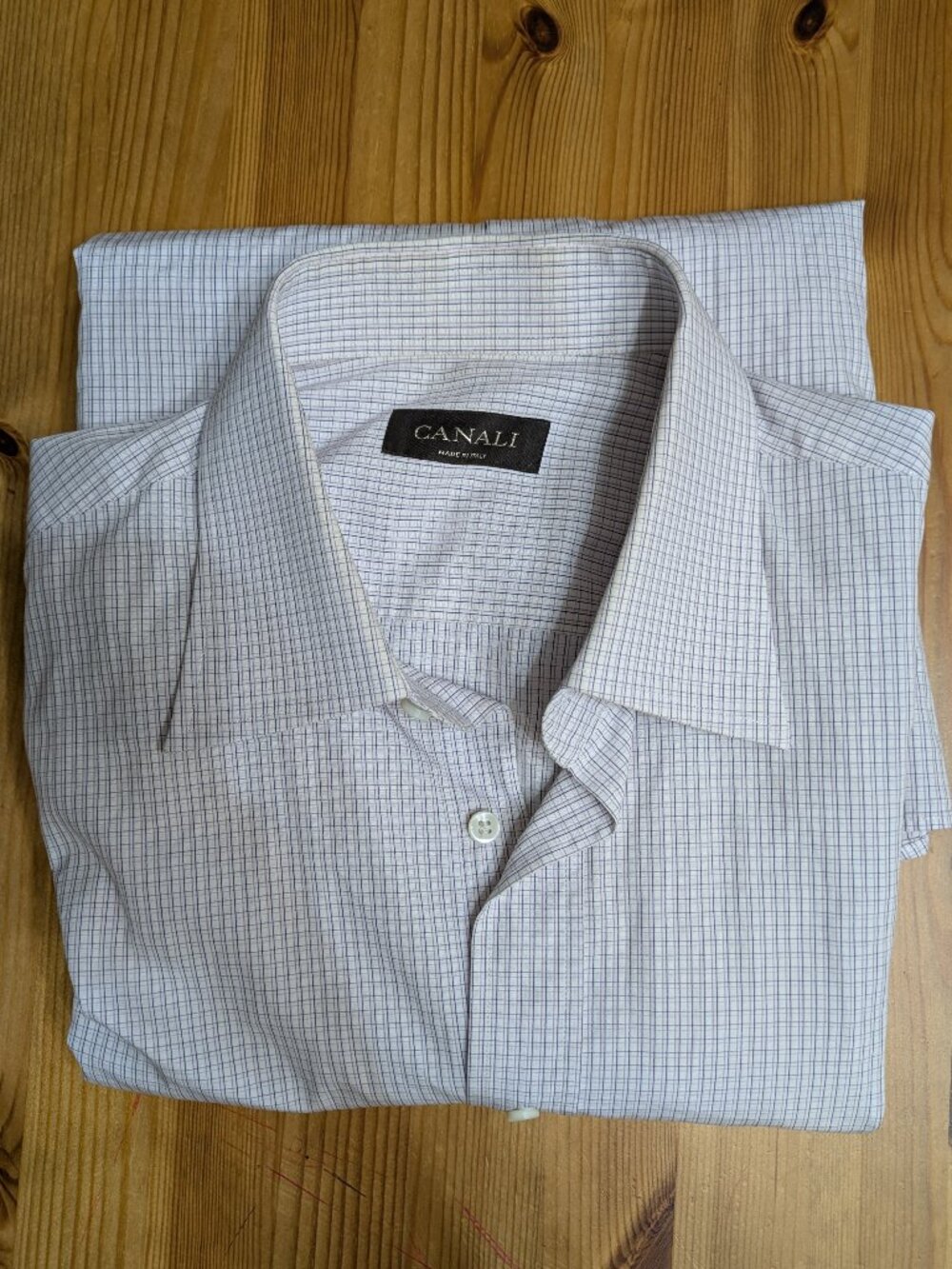 Canali Button Up Dress Shirt Cotton White Purple Stripe Sz 41 16 Italy